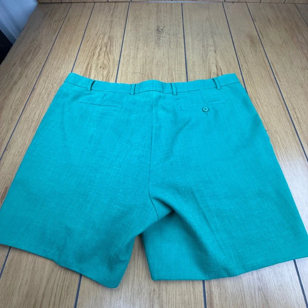 Vintage Islander Linen Bermuda Shorts Green Pleated Mens 44 English Sports Shop